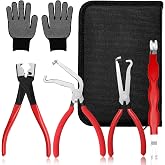 6-Pc Automotive Electrical Disconnect Pliers Set, Upgraded, Damage-Free | High-carbon steel electrical connector removal tool with gloves &amp; bag. 60/90 jaws for fuel lines. Saves fingers from pain.