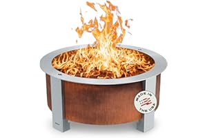 Breeo Smokeless Fire Pit (X Series 30, Corten Steel) | 34.5 inch Smokeless Firepit for Outside | 94 Pounds | Ideal for Families Compatible with Wide Range of Breeo Accessories