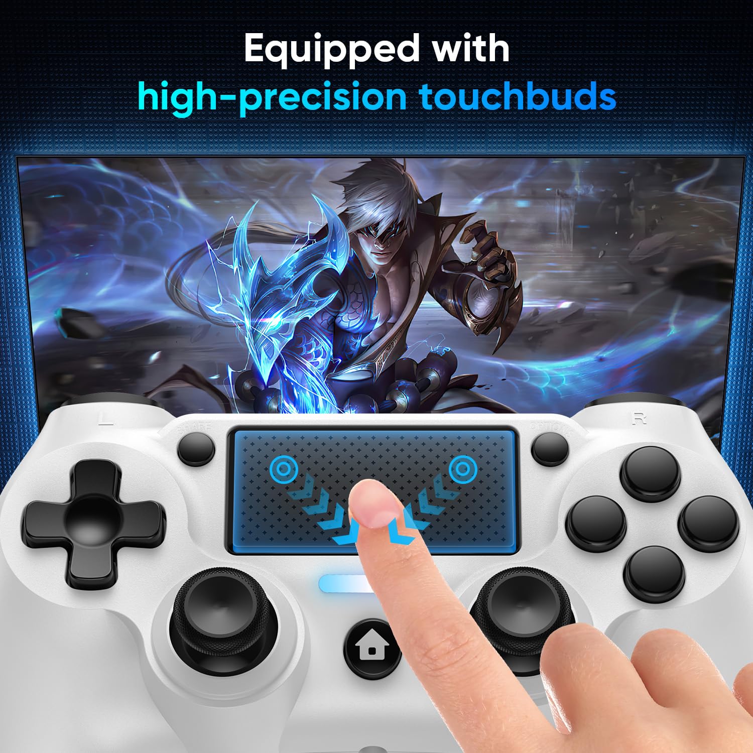 Matbip 2 Pack wireless controller for P4, wireless P4 controller with dual vibration, Turbo, type-c port (Black and White) Radio