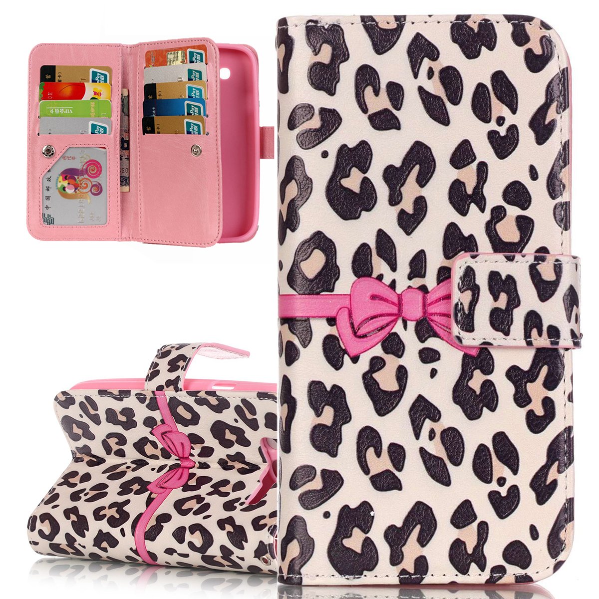 Samsung Galaxy Grand Neo Case best seller lace pink wallet card portable leopard white