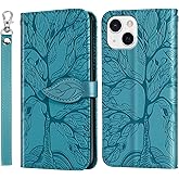 Varohix Wallet Case for iPhone 15 5G with Card Holder/Slots, PU Leather Flip Folio Wrist Strap with Stand, Magnetic Closure Phone Cover fits iPhone 15 6.1 inch 2023, Turquoise