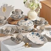 Porcelain China Dinnerware Set,Stoneware&amp;Ceramic Dinnerware Sets,Tableware | Handmade China Dinnerware Set,1300&deg;C Fired,Oriental Soil,Lightweight,Durable,Pure &amp; Easy to Clean,Smooth Surface,Origin
