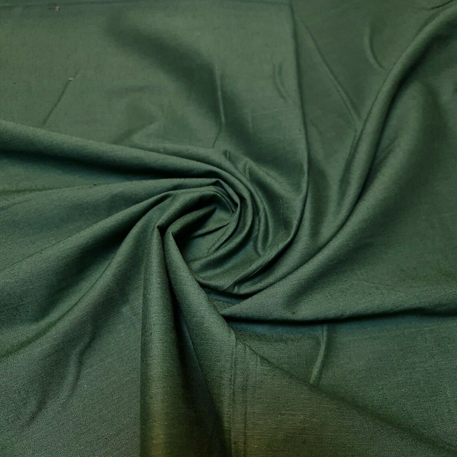 100% Cotton Fabric 112cm Wide Plain Cambric Poplin (Bottle Green, 5 Meter)