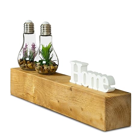 levandeo Wandregal Holz Massiv 60x10cm Eiche Farbig Wandboard Vintage Rustikal Design Natur Regal