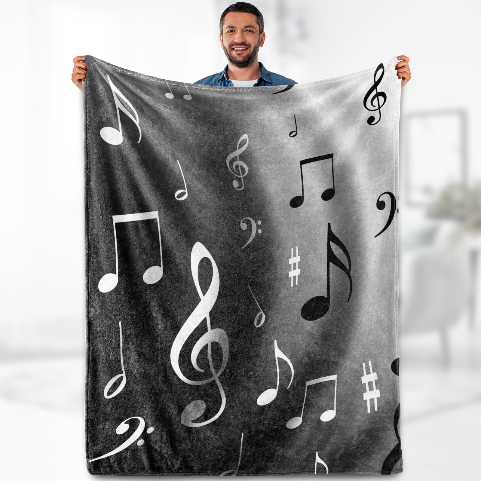 Photo 1 of *MINOR DAMAGE - USED*
Music Note Gifts Blanket for Women - Abstract Themed Art Gifts Throw for Men Teacher Adult Kids Girls Boys Music Lovers Soft Fuzzy Fleece Cozy Birthday Christmas Lightweight Blanket 60"x80"