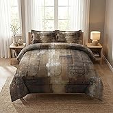WeCozy Queen Size Comforter Set with 2 Pillowcases, Brown Grey Painting 3 Pcs Bedding for Kids and Adults, Beige Contemporary Soft Comforter Set for Bedroom Bed Decor