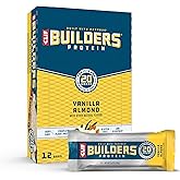 CLIF BUILDERS Protein Bars - Vanilla Almond Flavor - 20g Plant Based Protein - Gluten Free - Non-GMO - Low Glycemic - No Arti