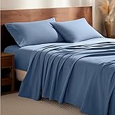 Bare Home Flannel Sheet Set 100% Cotton, Velvety Soft Heavyweight - Double Brushed Flannel - Deep Pocket (Queen, Coronet Blue)