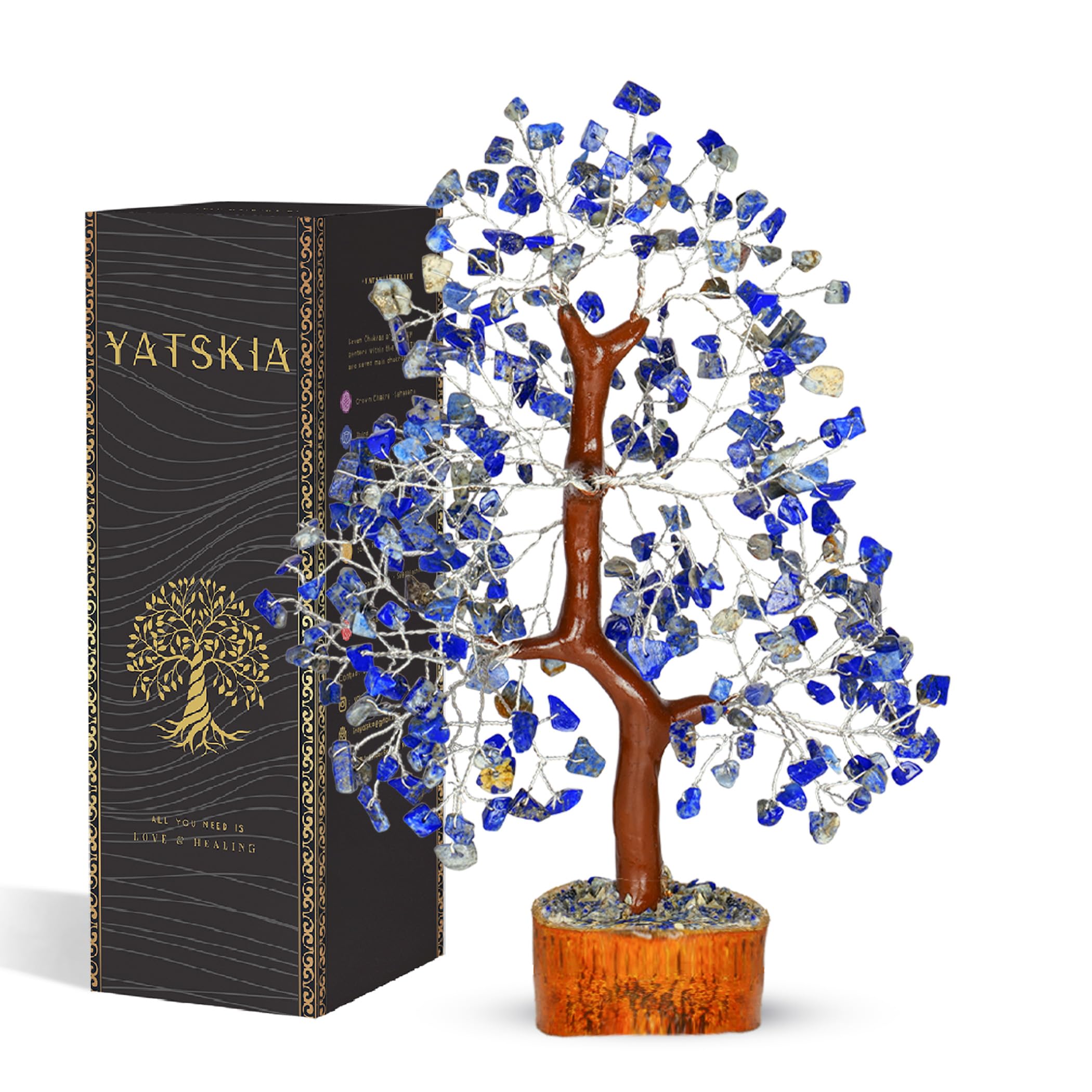 YATSKIA Lapis Lazuli Crystal Tree of Life - Feng Shui Decor - Meditation Accessory - Spiritual Gift for Women - Desk Decoration