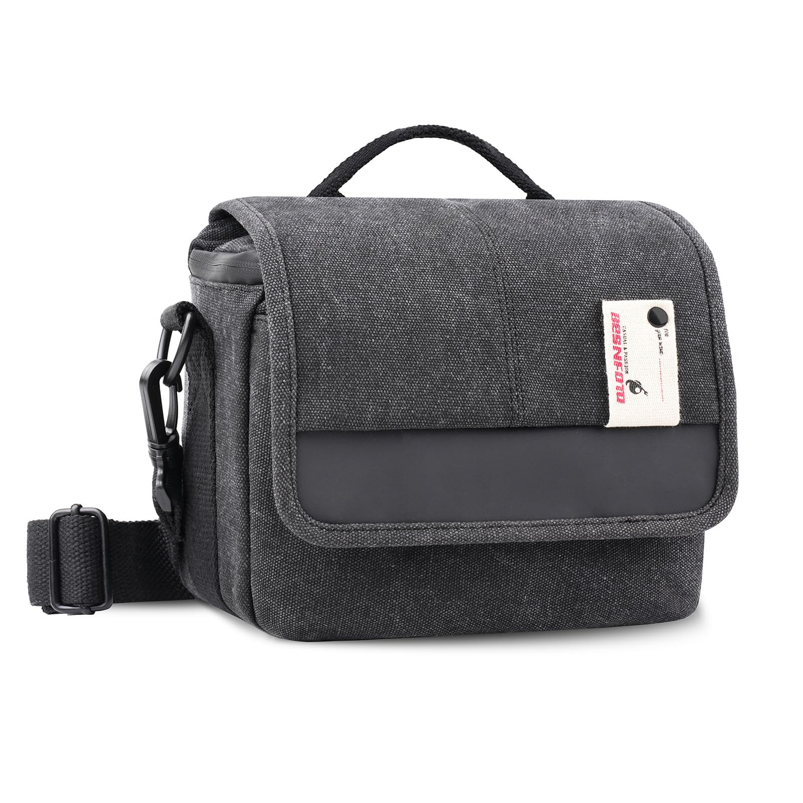 Besnfoto Camera Bag Purse Small Messenger Shoulder Bag for Mirrorless DSLR Camera Waterproof Canvas Compact Photography Case, Black Gray