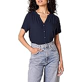 Amazon Essentials Women's Relaxed-Fit Short-Sleeve Woven Blouse