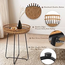 Oakrain Rattan Side Table Nesting Tables Set of