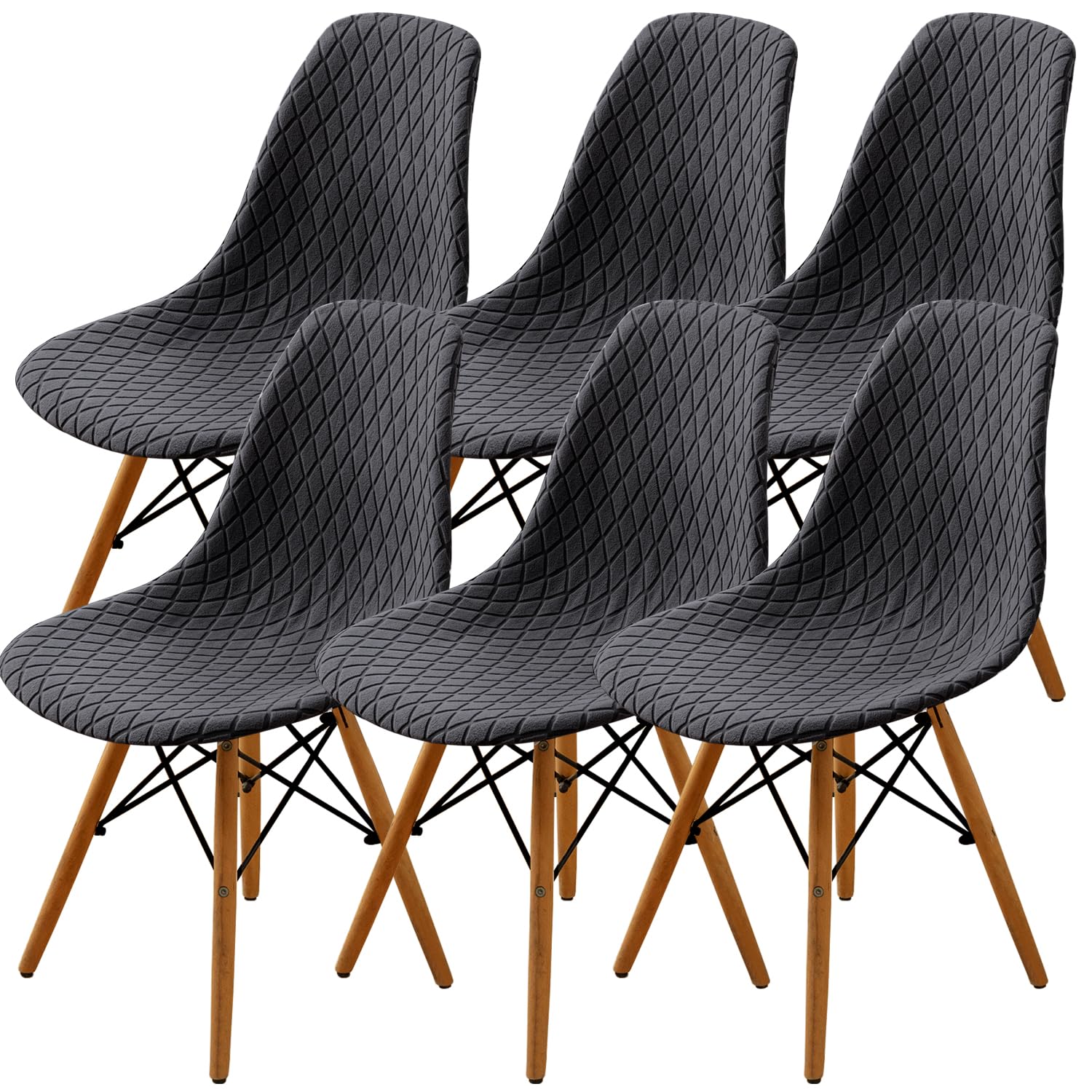 SHENGYIJING Dining Chairs Covers Set of 2/4/6, Style Shell Mid Century Modern Chair Sipcover, Upholstered Accent Side Chair Covers (Grey, 6 Pieces)