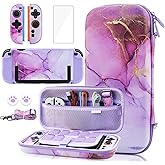 GLDRAM Carrying Case for Nintendo Switch 2, Purple Marble Texture Accessories kit with Portable Travle Storage Bag, Hardshell PC Protective Cover Skin, Screen Protector, Shoulder Strap & 2 Thumb Grips