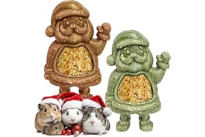 TEEWY Santa Claus Guinea Pig Toys, Natural Vegetables, Fruits and Timothy, Christmas Hamster Chew Toys for Teeth, Guinea Pig Toys Enrichment, Small Animal Chew Toys for Chinchilla, Rat, Gerbil, 2PCS