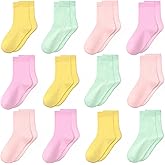 GENTABY Kids Socks 12 Pairs Boys Girls Athletic Crew Ankle Socks for Children for Ages 1-13 Breathable Fit for Daily Wear