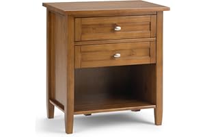 SIMPLIHOME Warm Shaker SOLID WOOD 24 inch Wide Transitional Bedside Nightstand Table in Light Golden Brown for the Living Room and Bedroom