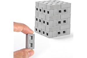 VELATYVIO 60Pcs Mini Bricks for Crafts 1/12 Scale Cinder Blocks Miniature potter's Clay Blocks for Garden Landscaping Model Architect Buildings DIY Construction Office Desk Toys Supplies (Grey)