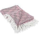 DII Diamond Throw Collection Woven Cotton, 50x60, Barn Red