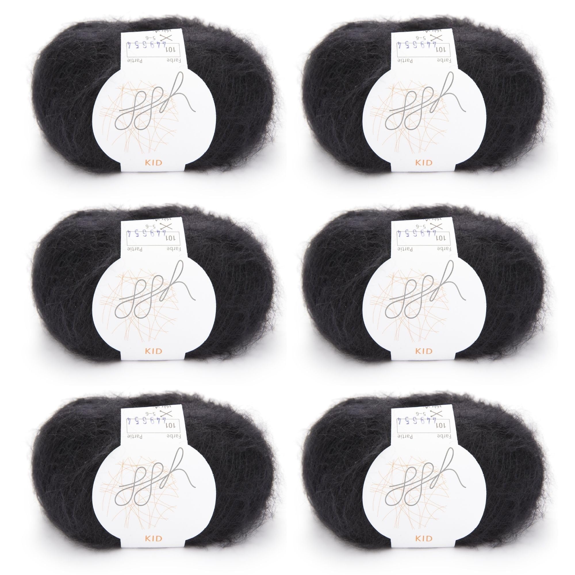 ggh Kid Box - 6 Balls of Kid Mohair Knitting Wool - 101 - Black