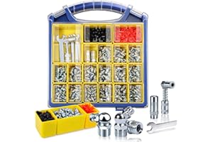 OURU Grease Fittings Assortment Kit with DlY Tool Storage Box Organizer, 450PCS SAE & Metric Grease Zerk (Straight/45°/90°) with Standard & 90° Couplers, Dust Caps & 7-11mm Wrench Set for Grease Gun