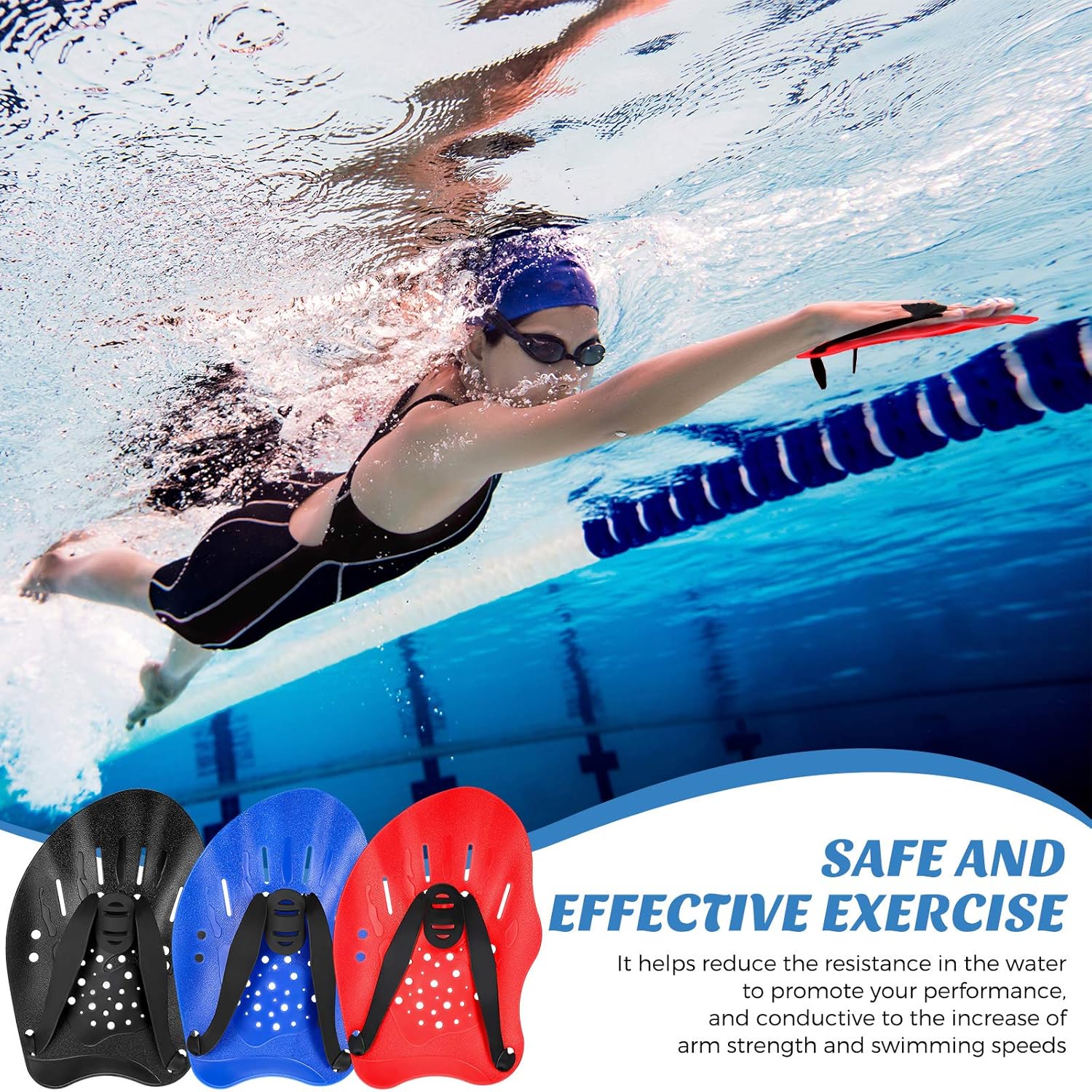 Skylety 3 Pairs Swim Paddles Hand, Swim Training Paddles Adjustable Diving Training Hand Fin Flippers Flat Paddles Swimming Training Aid for Men Women Children : Sports & Outdoors