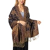 MUQU Women Pashmina Shawls and Wraps Scarf Soft Silky Reversible Paisley Scarves Shawl for Women