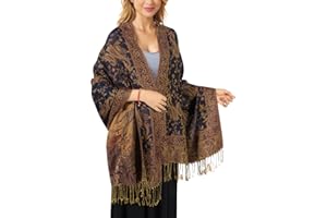 MUQU Women Pashmina Shawls and Wraps Scarf Soft Silky Reversible Paisley Scarves Shawl for Women