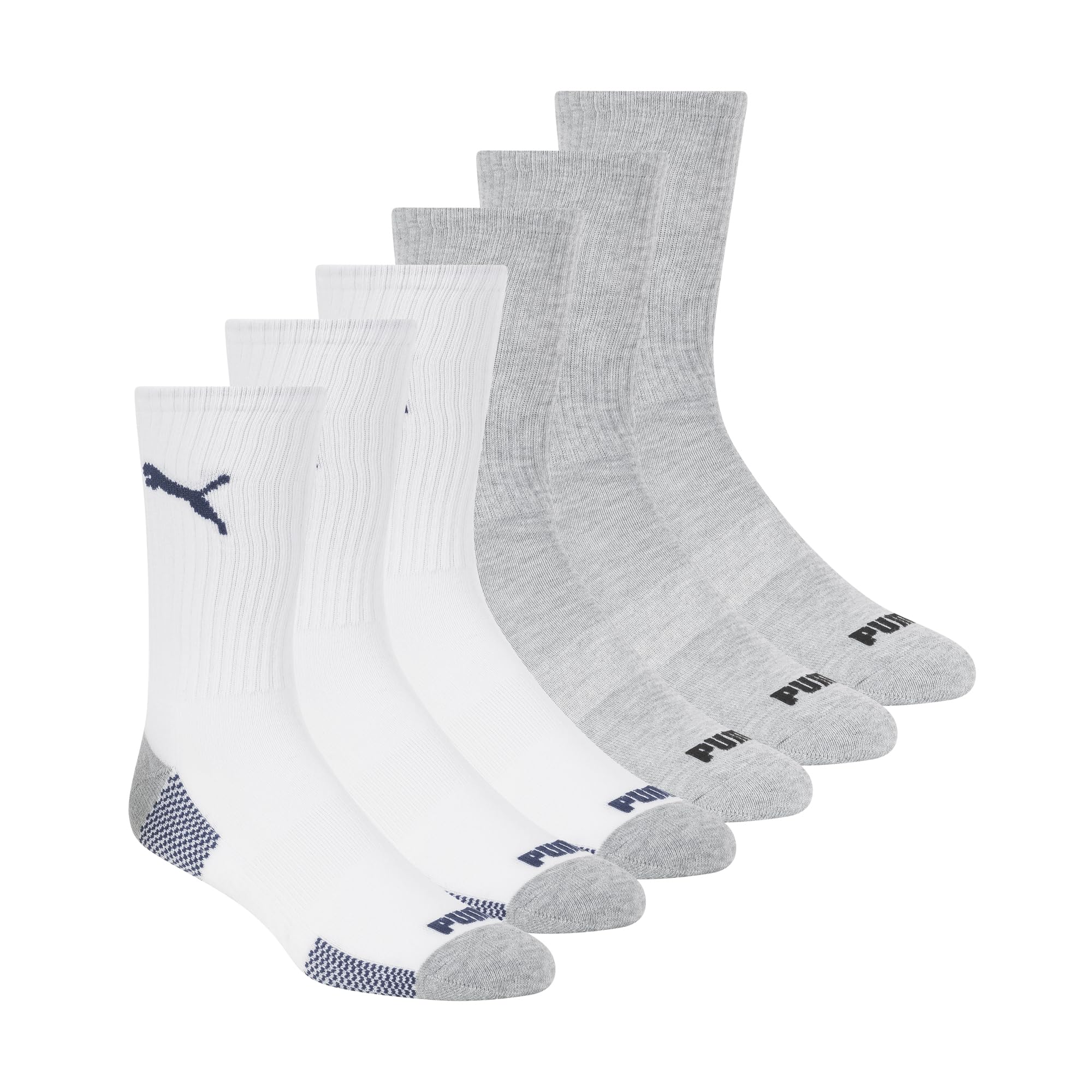 Puma hombre Puma Men S 6 calcetines de tripulación de paquete, blanco/gris, 10 13 US