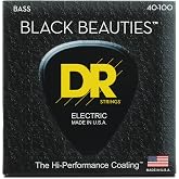 DR Strings BLACK BEAUTIES Coated Steel Bass Strings (40-100) | Light gauge tension for fast, comfortable fretting and a bright, punchy voice under your fingers.