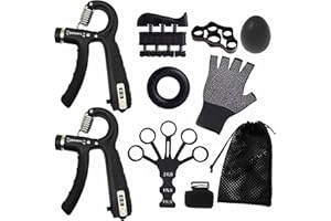 Thiravynne 8PCS Adjustable Hand Grip Strengthener Kit, 22–220LB Resistance, Finger & Forearm Exercisers, Grip Trainer, Stress