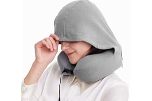ALLINCOZY Privacy-Friendly Hooded Travel Pillow for Kids & Adults, Sensory-Friendly, Memory Foam Neck Support for Airplane, Car & Train, Breathable Fabric, Portable, Ultimate Comfort