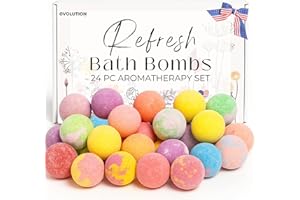EvolutionUSA Refresh Bath Bombs for Women, 24 Lush Bath Bombs Mini Sized, Luxurious Womens Gift for Mother's Day, Easter, Birthday or Self Care, Luxurious & Relaxing Bathbombs, Womens Bath Balls
