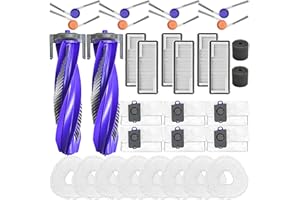 CASSILYRA Accessories Replacement Compatible with Narwal Freo Z10/ Freo Z10 Ultra Robot Vacuum, 2 Main Brush, 6 Hepa Filter, 6 Dust Bags, 8 Mop Pads, 6 Side Brushes, 2 Water Tank Filter Sponge (Freo Z10 Kits)