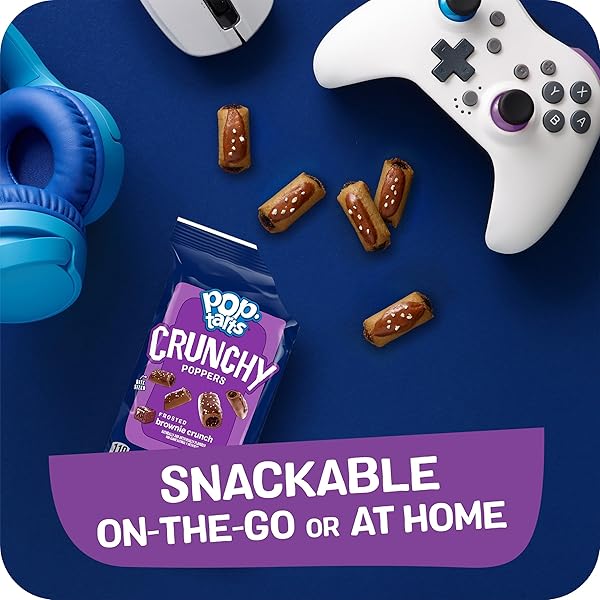 POP-TARTS CRUNCHY POPPERS CRUNCHY FILLED SNACK PIECES, KIDS SNACKS, ON-THE-GO, FROSTED BROWNIE CRUNCH, 5OZ BOX (5 POUCHES)