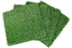 XLX TURF 4 Pack Artificial Grass Squares Mat, Realistic Fake Turf Grass for Decorate Party, Patio, Placemats, DIY Craft, 12 x 12 Inches