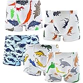 DECOVICI Boys Underwear 5 Pack, Toddler Boxer Briefs Soft Breathable Kids 2-8 Years Shorts Boxer Dinosaur Animals Set
