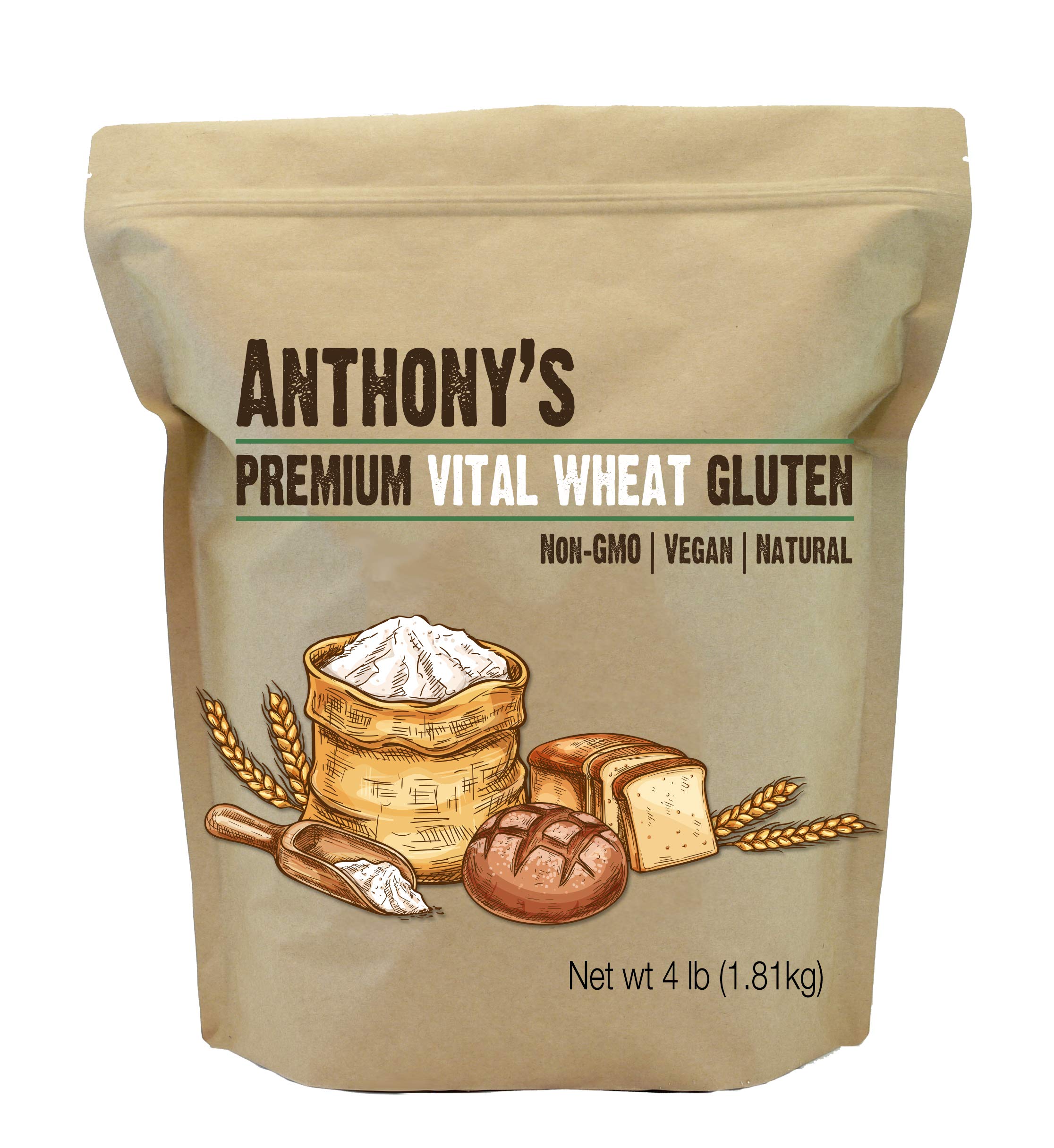 Anthony’s Vital Wheat Gluten, 4 lb, High in Protein, Vegan, Non GMO