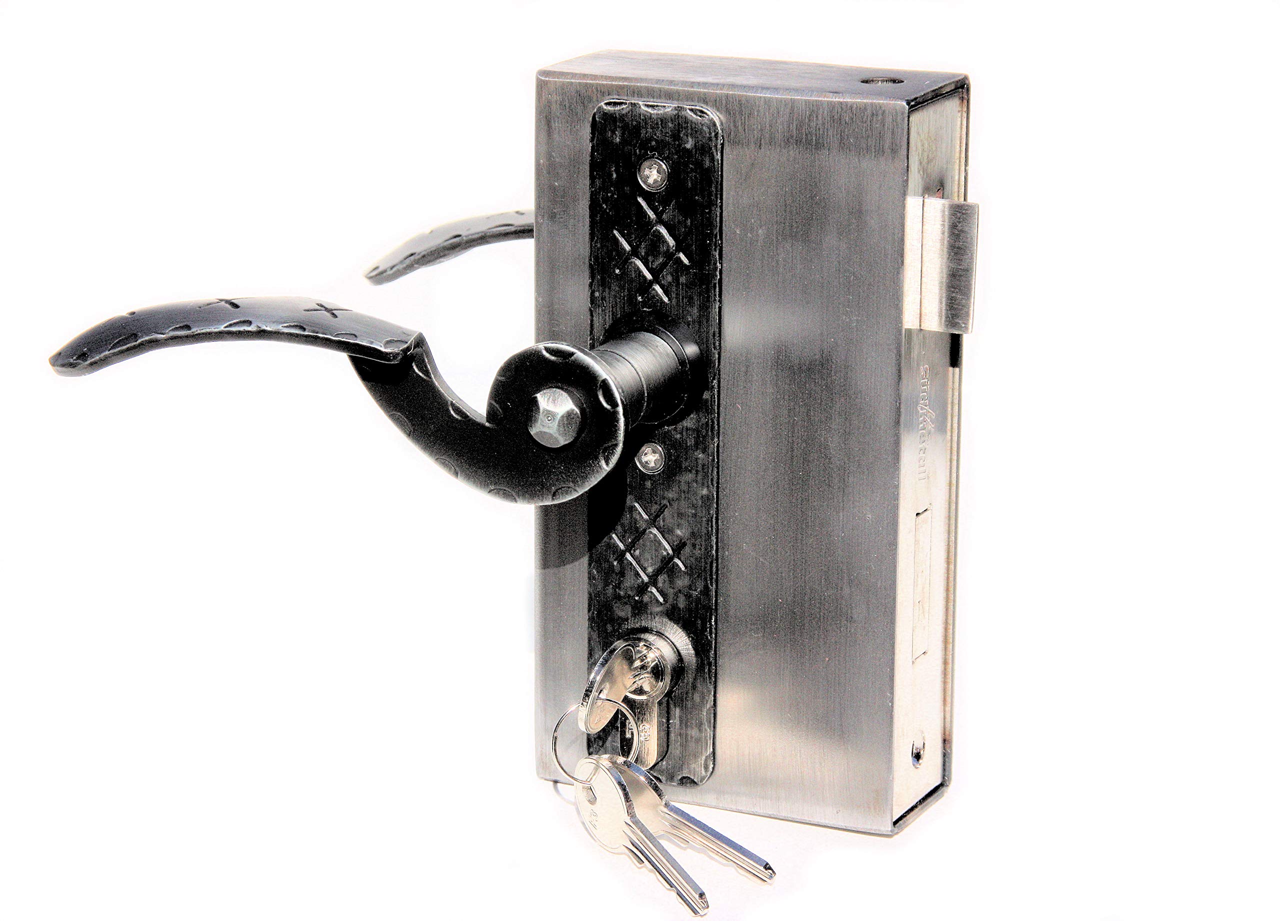 UHRIG Lock Box 40mm, Box Lock for Welding into Garden Door, Complete Set incl. Handle Pair, Short Plates, PC Profile Cylinder etc.