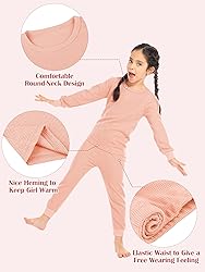 Resinta 3 Sets Girls Waffle Thermal Underwear Set