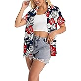80s 90s Outfits for Women 80s Party Themed Outfit Shirt 90s Hawaiian Button Down Shirts Retro Neon Disco tee Tops