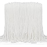 EOBOH 100PCS Bead Necklace, White Mardi Gras Beads Necklaces Bulk, 33" Metallic Round Beads Accessories, Bead Necklace Holiday Events Parade Throws Bridal Shower Party Decor Supplies Favors