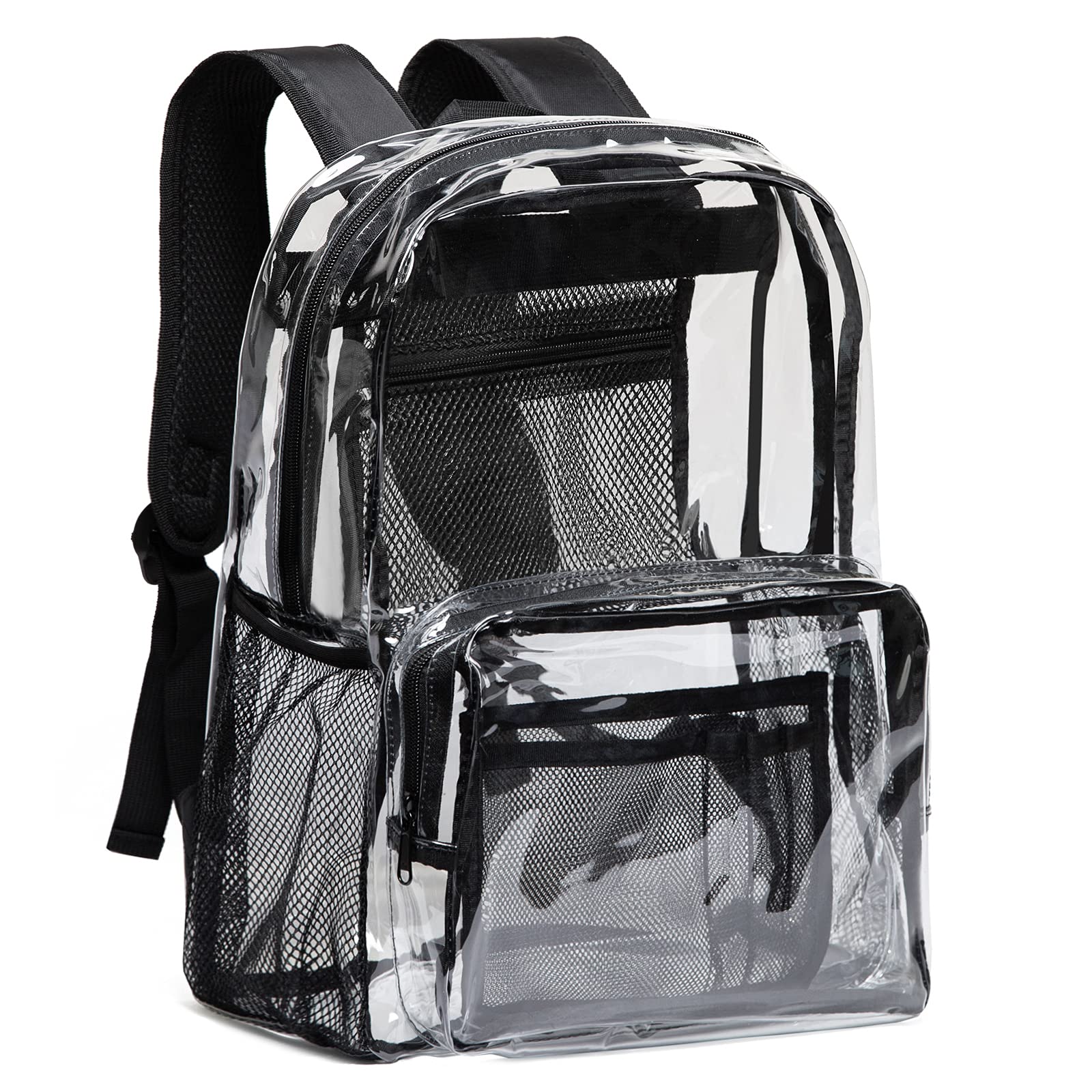 Photo 1 of Vorspack Clear Backpack Heavy Duty PVC Transparent Backpack with Reinforced Strap & Large Capacity for College Workplace Security - Black
