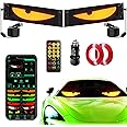 Sachie Devil's Eye 2-Pack:14"x4.3" Programmable ojos led para carro Windshield Display for Sedans, SUVs & Medium Trucks - USB-Powered LED Matrix Panel, Remote/App Control, Custom Car Sign