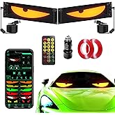 Sachie Devil's Eye 2-Pack:5800 Lux High-Brightness14 x4.3 Programmable ojos led para carro Windshield Display for Sedans, SUVs & Medium Trucks - USB-Powered LED Matrix Panel, Remote/App Control