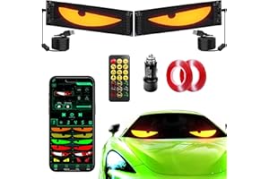 Sachie Devil's Eye 2-Pack:5800 Lux High-Brightness14 x4.3 Programmable ojos led para carro Windshield Display for Sedans, SUVs & Medium Trucks - USB-Powered LED Matrix Panel, Remote/App Control