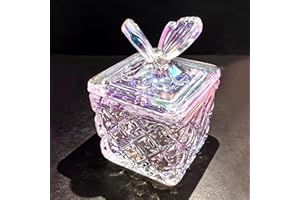 Dappen Dish for Monomer Acrylic Nail Liquid, CORFULRA Large Monomer Dish with Lid Acrylic Liquid Powder Cup, Square Butterfly Glass Jar for Nail Brush, Acetone Nail Polish Remover Holder. Rainbow