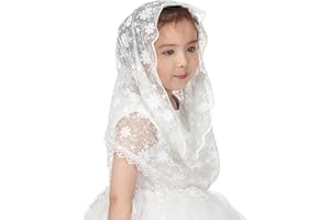 PAMOR Infinity First Communion Veils for Girls Lace Chapel Veil Mantilla Veils Latin Mass Church Veil for Catholic Baptism