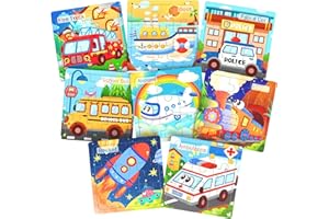Zeoddler Wooden Puzzles for Toddlers, 8 Pack Vehicle Jigsaw Puzzles for Kids3-5, 9 Pieces Preschool Learning Activities, Learning & Educational Toys, Gift for Boys, Girls