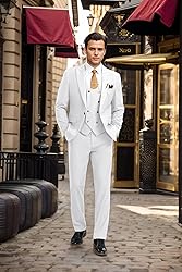 Aowdoy Men's Suits 3 Piece Slim Fit Tuxedo Suit One